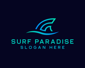 Fin Surf Wave logo design