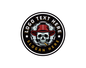 Hat - Skull Smoking Cigarette logo design