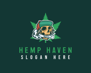 Hipster Skull Pothead logo design