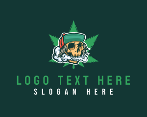 Cannabis - Hipster Skull Pothead logo design
