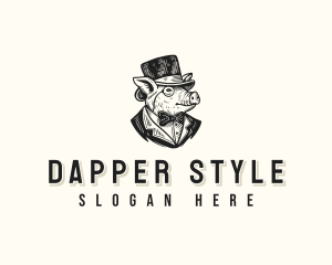 Dapper Monocle Pig logo design