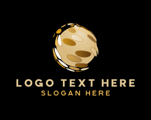 Letter Xm - 3D Gold Globe logo design