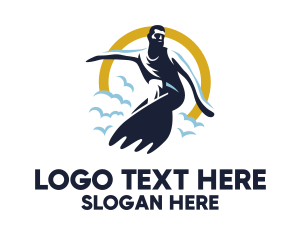 Vacation - Man Surfing Instructor logo design