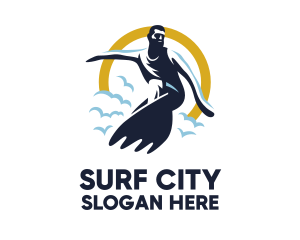 Man Surfing Instructor logo design