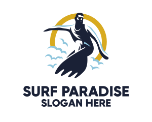 Man Surfing Instructor logo design
