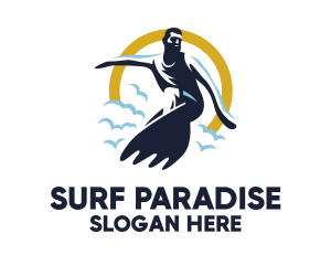 Surf - Man Surfing Instructor logo design