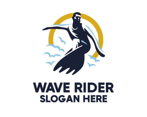 Surf - Man Surfing Instructor logo design