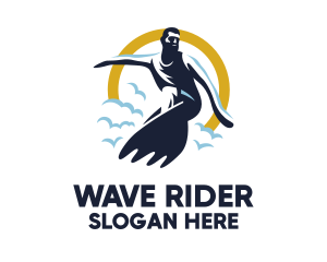 Man Surfing Instructor logo design