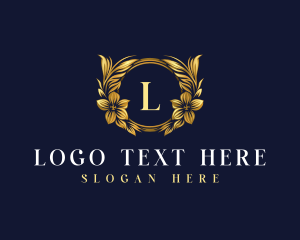 Lettermark - Floral Wreath Insignia logo design