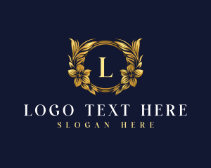 Wedding - Floral Wreath Insignia logo design