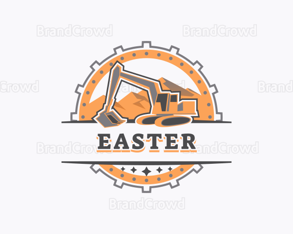 Backhoe Mountain Excavator Logo