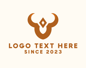 Bullfighting - Diamond Letter V Horn logo design