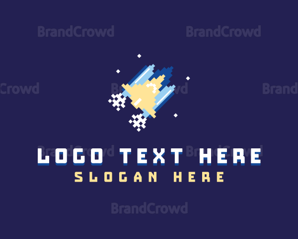 Pixel Rocket Spaceship Logo