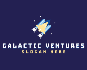 Spaceship - Pixel Rocket Spaceship logo design