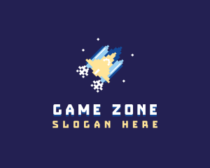 Pixel Rocket Spaceship logo design