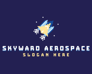 Aerospace - Pixel Rocket Spaceship logo design