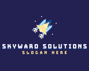 Aerospace - Pixel Rocket Spaceship logo design