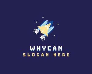 Spaceship - Pixel Rocket Spaceship logo design