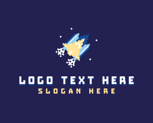 Retro - Pixel Rocket Spaceship logo design