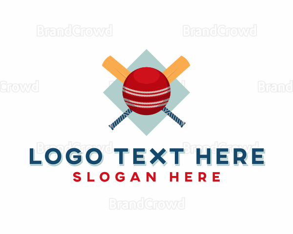 Sports Cricket Ball Paddle Logo