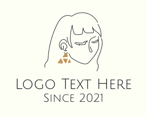 Girl - Woman Triangle Earring logo design