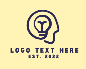 Neuroscience - Human Mind Light Bulb logo design