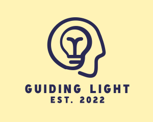 Human Mind Light Bulb logo design