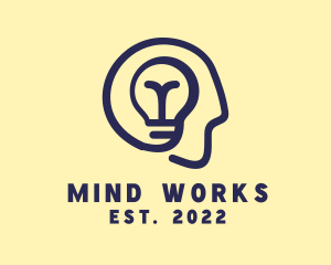 Human Mind Light Bulb logo design