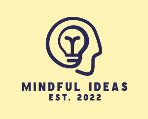 Human Mind Light Bulb logo design