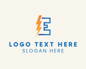 Letter E - Lightning Bolt Electricity logo design