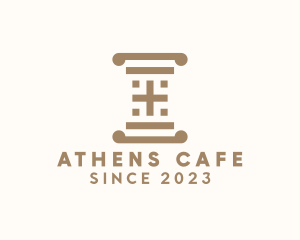 Athens - Ancient Cross Pillar Architecture logo design