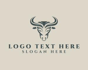 Bison - Elegant Bull Horn logo design