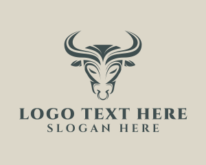 Bullfighting - Black Bull Horn logo design