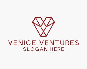 Geometric Diamond Letter V logo design