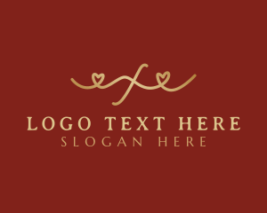 Gold - Luxury Calligraphy Heart Letter X logo design