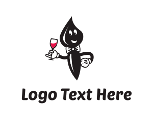 Red Wine - Brush Cartoon logo design