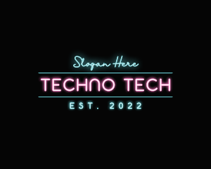 Techno - Modern Neon Wordmark logo design