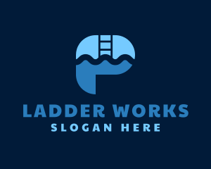 Ladder - Swimming Pool Letter P logo design