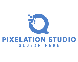 Pixelation - Letter Q Chat logo design