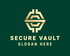 Vault - Crypto Coin Hexagon logo design