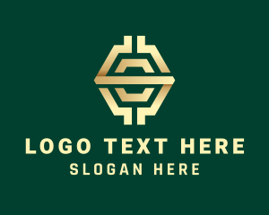 Blockchain - Crypto Coin Hexagon logo design