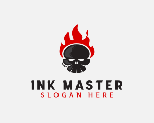 Fire Skull Tattoo logo design