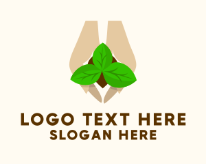 Veggie - Seedling Planting Hand logo design
