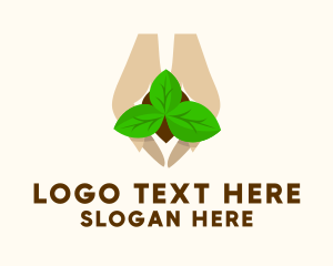 Vegetable - Seedling Planting Hand logo design