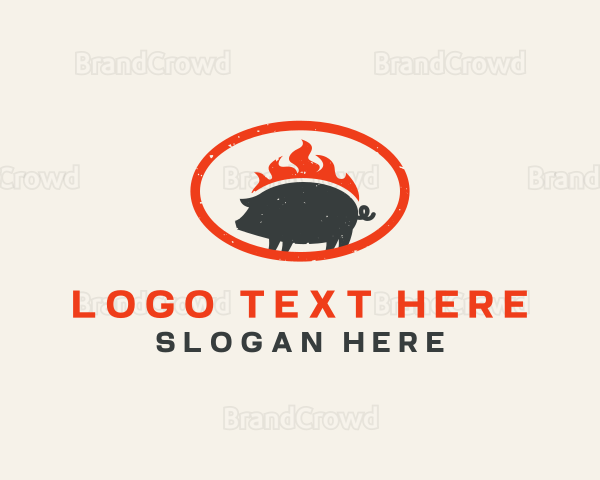 Barbecue Fire Pig Logo