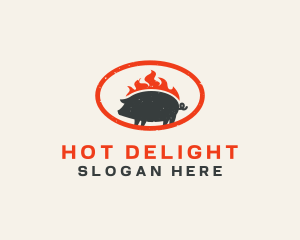 Barbecue Fire Pig logo design