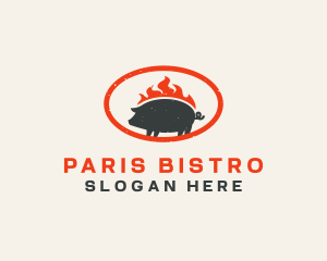 Barbecue Fire Pig logo design