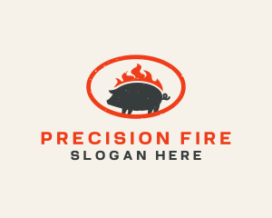 Barbecue Fire Pig logo design