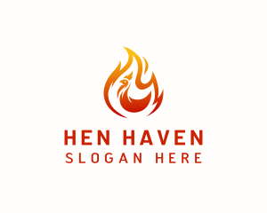 Hen - Chicken Fire Barbecue logo design