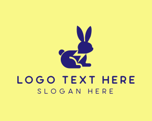 Pet Animal - Fast Lightning Rabbit logo design